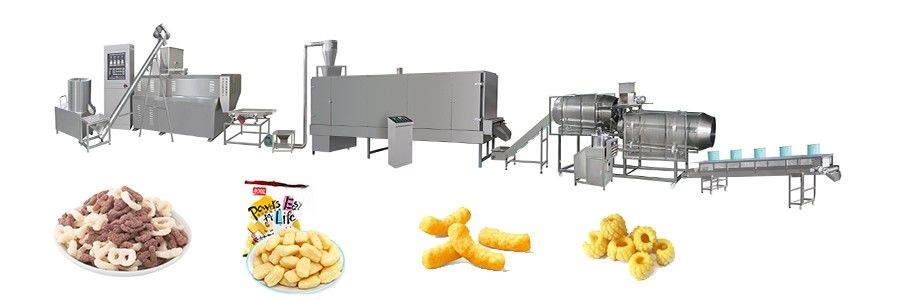 Máquina de produção automática de lanches Extrusora controlada por PLC 120KW Potência 5000 KG Peso