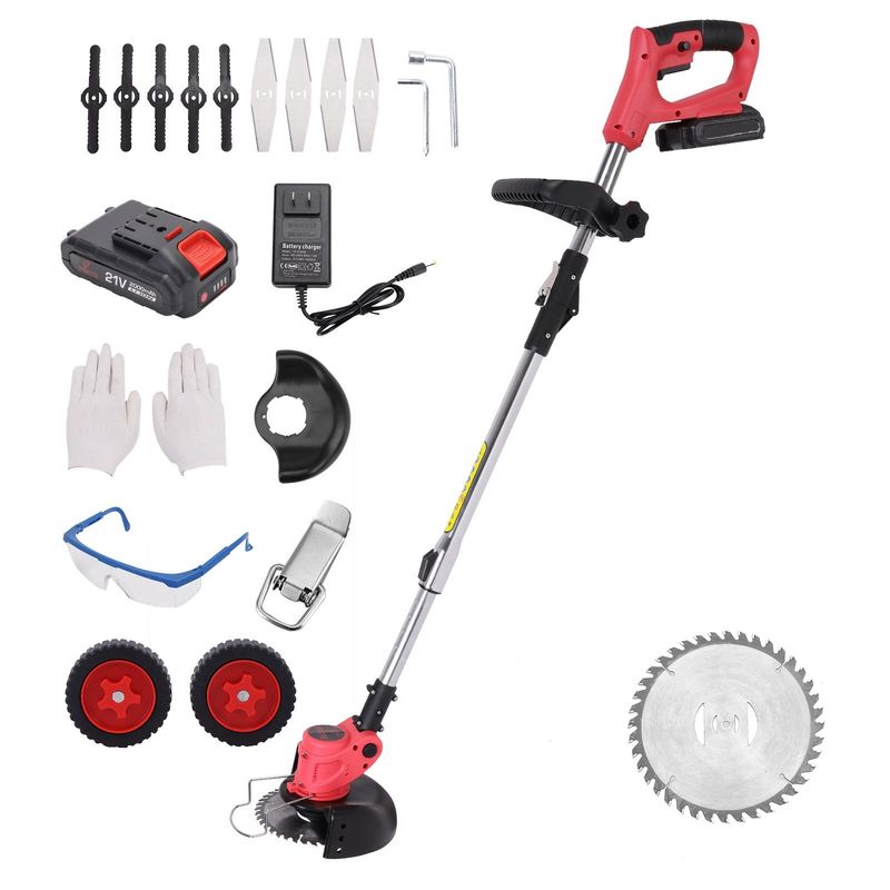 Cortador de relva sem fio com bateria motor 173CC Motor 1200W Alturas de corte ajustáveis