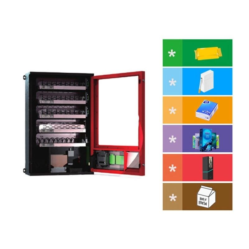 Máquina automática de venda automática de snacks e bebidas, montada na parede