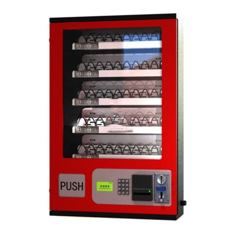 Máquina automática de venda automática de snacks e bebidas, montada na parede