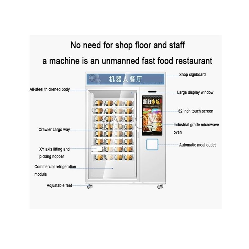 Venda a quente Fast Food Café Cupcake Automático 32 polegadas touchscreen máquina de venda automática de aquecimento por microondas