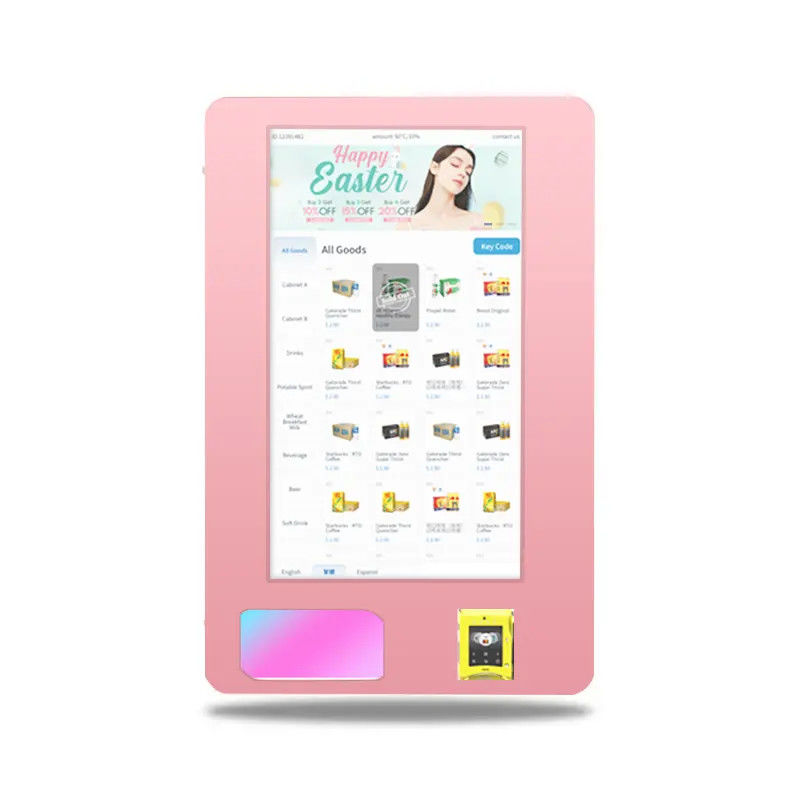 Máquina vendedora de publicidade inteligente de tela LCD em ambientes fechados com interface de tela sensível ao toque personalizada, gerenciada remotamente digital