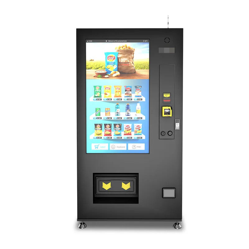 Máquina vendedora de publicidade inteligente de tela LCD em ambientes fechados com interface de tela sensível ao toque personalizada, gerenciada remotamente digital