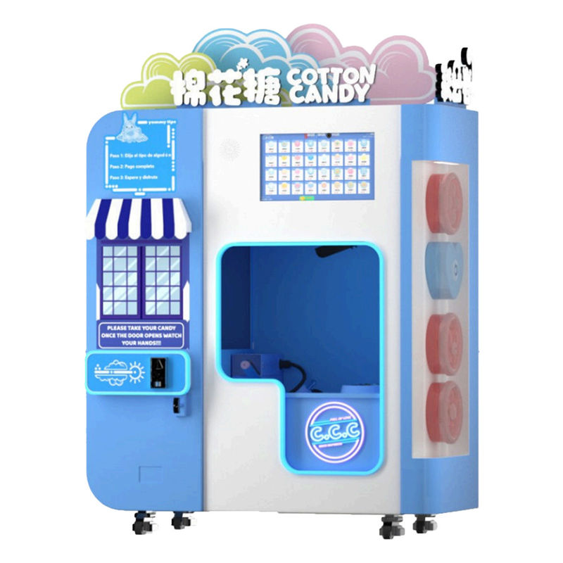 Máquina de fabricação automática de doces de algodão com tampa de vidro para uso em restaurantes