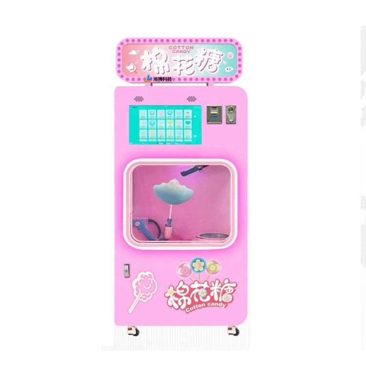 Máquina automática de venda de doces de algodão com multi-línguas
