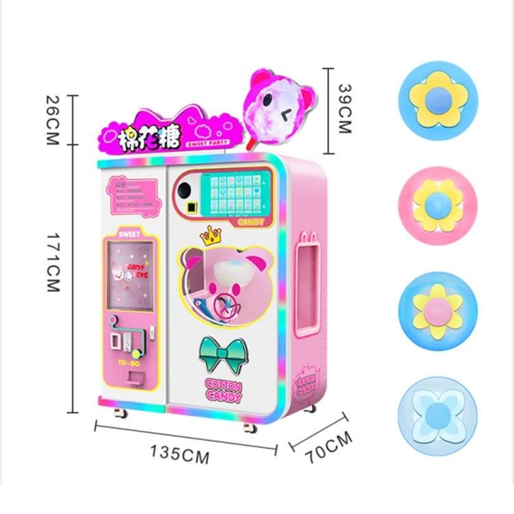 Máquina automática de venda de doces de algodão com multi-línguas
