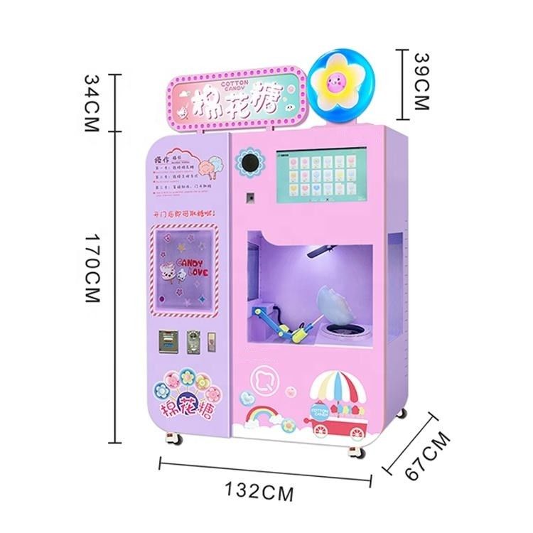 Máquina automática de venda de doces de algodão com multi-línguas
