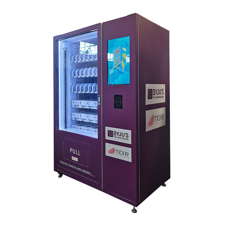 Máquina automática de venda de bebidas frias com espiral e empurrão direto.