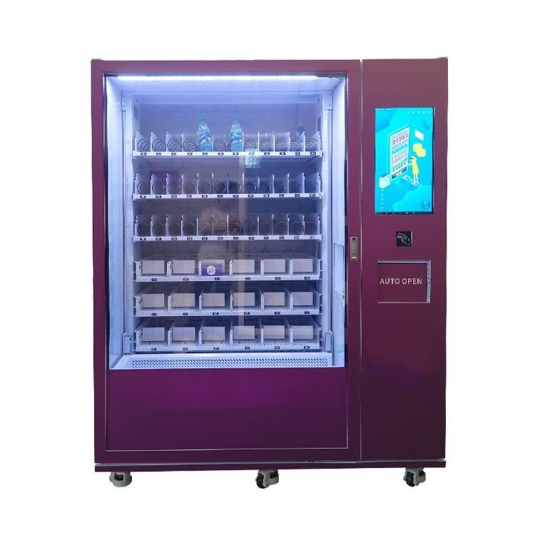 Máquina automática de venda de bebidas frias com espiral e empurrão direto.